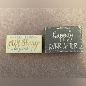 Two Engagement Bridal Shower Wedding Decor Blocks for “Our Story”